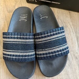 INC International Concepts Black and Silver Women's Slippers